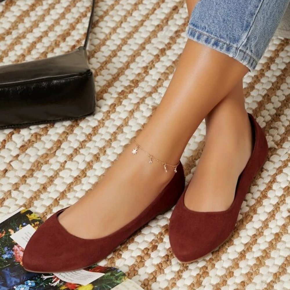 NEW Tory Burch Bordeaux Eddie Suede Ballerina 8